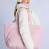 Waterproof Puffer Tote Bag in Powder Pink