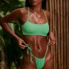 Strappy Scoop Bikini Top in Seafoam Green