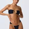 Embellished Cut-Out Bandeau Bikini Top in Black