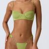 Embellished Wide Strap Cheeky Bikini Bottoms in Pear Green