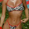 Reversible Halterneck Bikini Top in Zebra Print