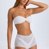 Sheer Ruched Mini Shorts in White