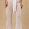 Tie-Front Wide-Leg Trousers in White