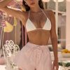 Mid-Rise Cotton-Poplin Shorts in Pink Stripe