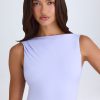 Draped Open-Back Tank Top in Soft Lilac