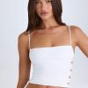 Ruched Cut-Out Top in White