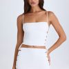 Ruched Cut-Out Mini Skirt in White