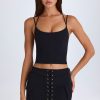 Lace-Up Micro Mini Skirt in Black