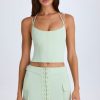 Lace-Up Micro Mini Skirt in Green