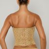 Embellished Square-Neck Top in Gold