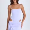 Draped Cut-Out Mini Dress in Soft Lilac