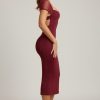 Slinky Jersey Open-Back Midaxi Dress in Wine Red